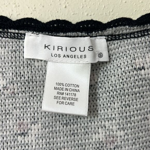 NWOT Kirious Floral Babydoll Top Black Waffle Knit Cropped Fairy Grunge Size S - Picture 4 of 9